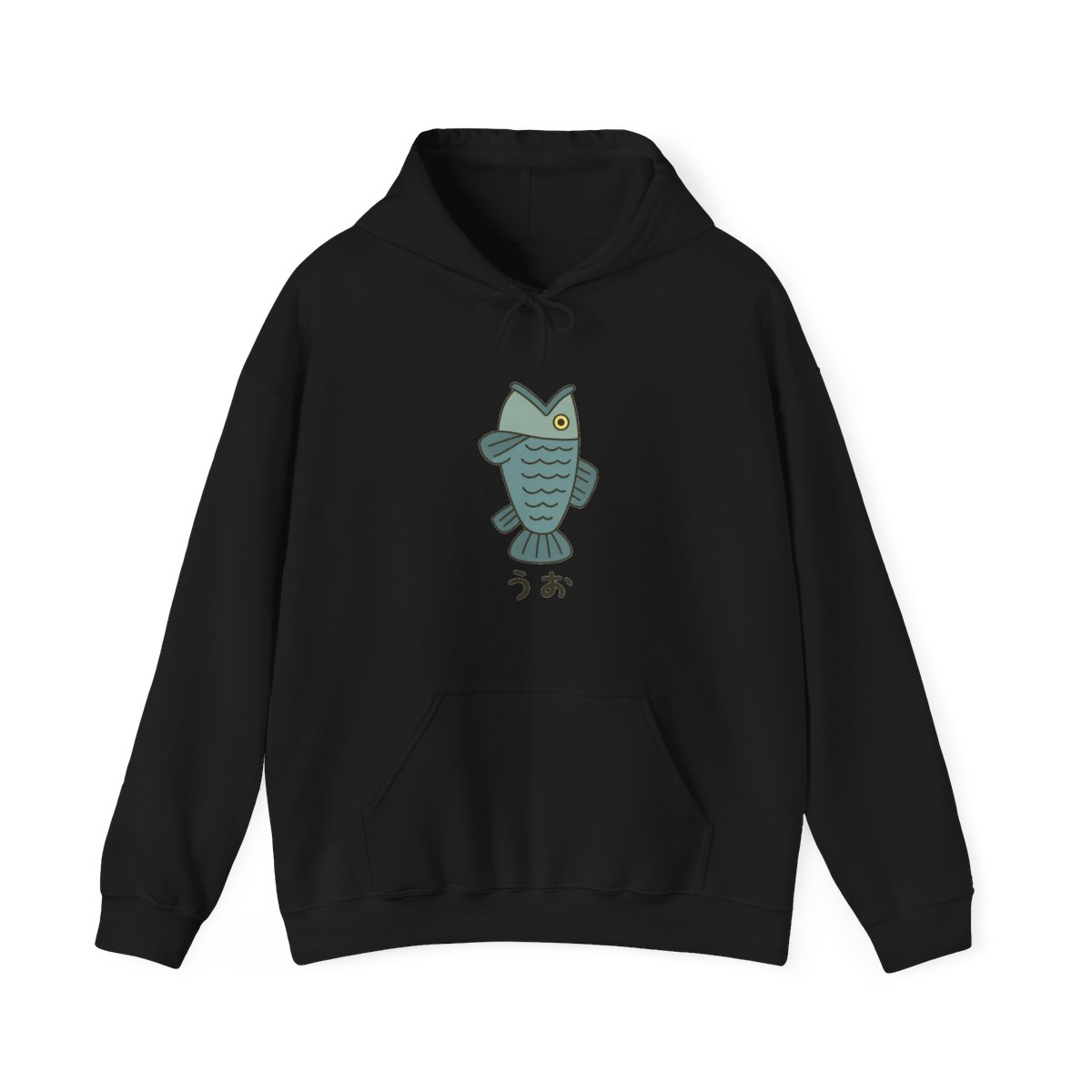 Blue Cartoon Fish Japanese Text Hoodie - Official hoodies merchandise